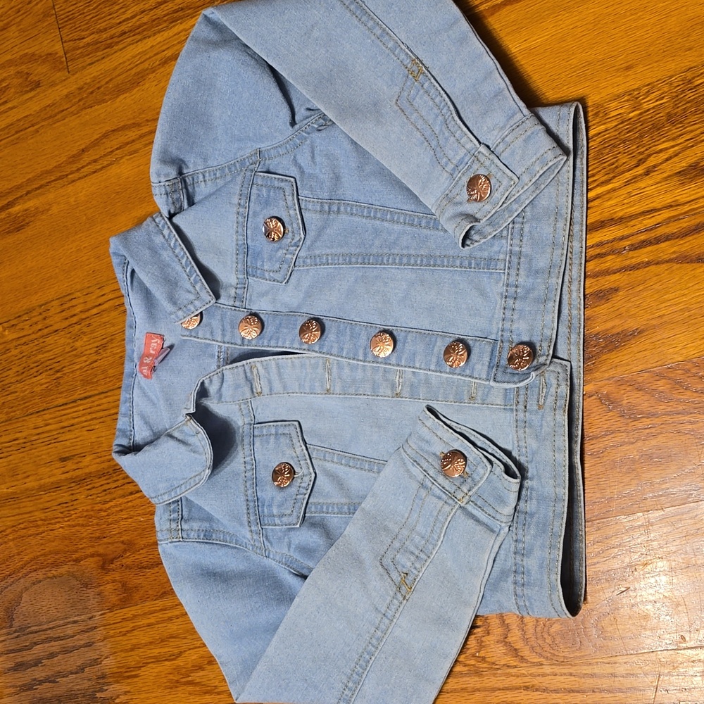 Light Blue Girls Denim Jacket with Copper Buttons